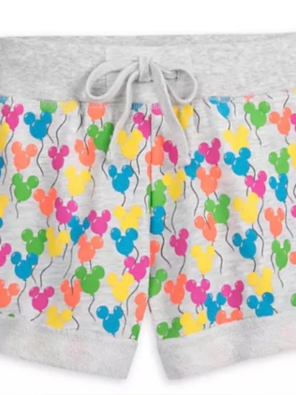 Disney Gray Athletic Shorts with Multicolor Mickey Balloon Print